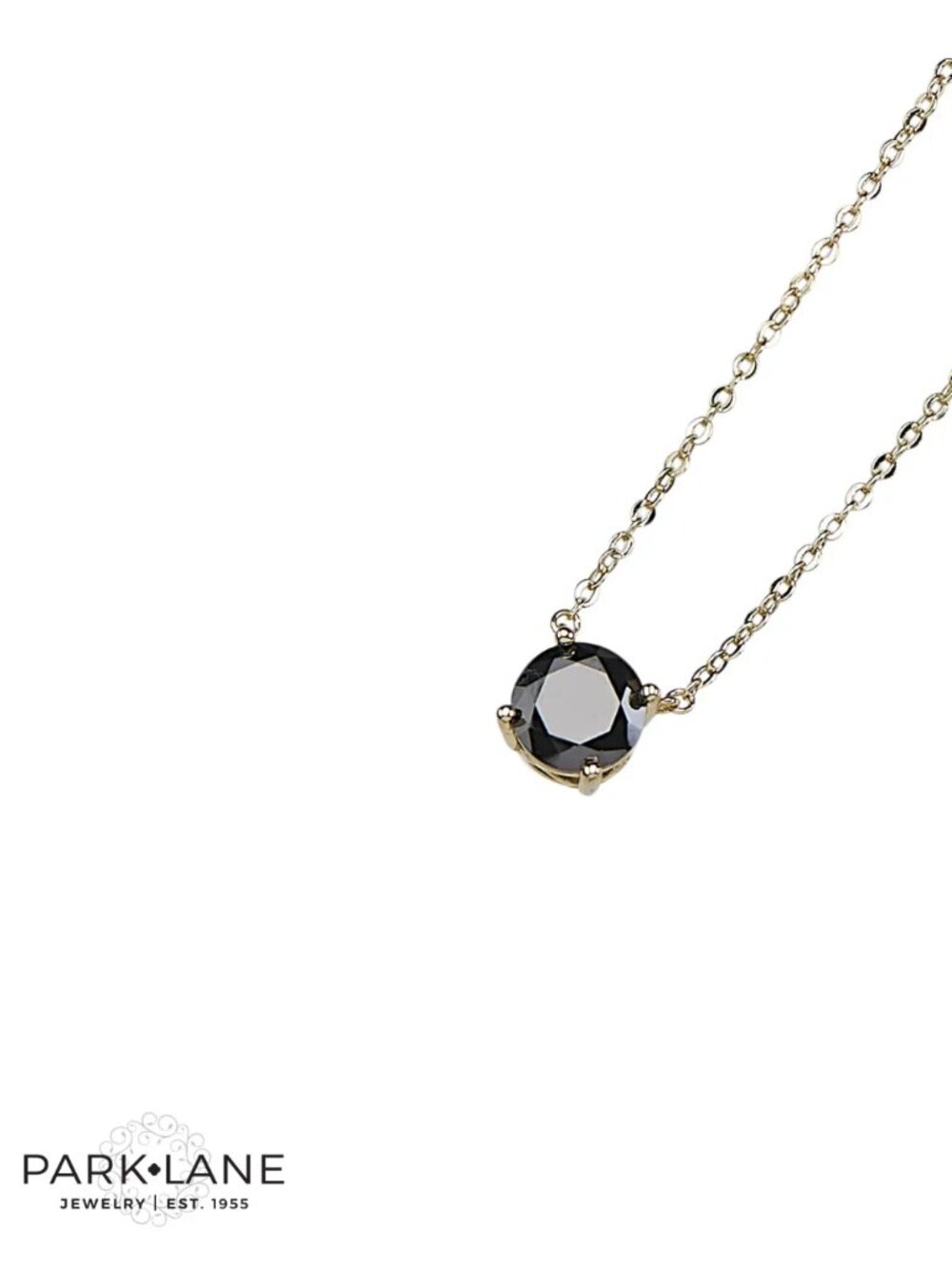 Park Lane Black Crystal Impression Necklace Gold Tone Chain Solitaire NWT